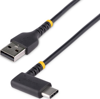 Kabllo karikimi StarTech.com USB A në USB C, 15cm, 3A, kënd i djathtë, i zi