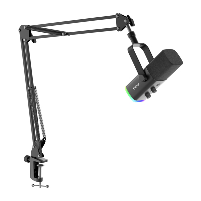Mikrofon dinamik Fifine AM8T, USB XLR, RGB, me krah rregullues, i zi