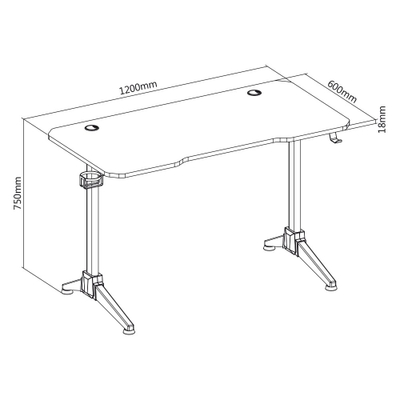 Tavolinë gaming Maclean NanoRS RS701, 120 x 60 cm, LED RGB, e zezë
