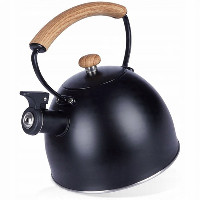 Çajnik Black Stainless, trup inoksi, dorezë druri, i zi