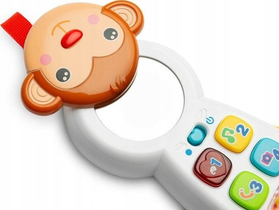 Lodër telefon edukative Toyz Monkey, me butona muzikorë, me pasqyrë, i bardhë