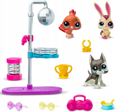 Сет за игра Hasbro Littlest Pet Shop Disco Nights, 3 фигурки, повеќебојни