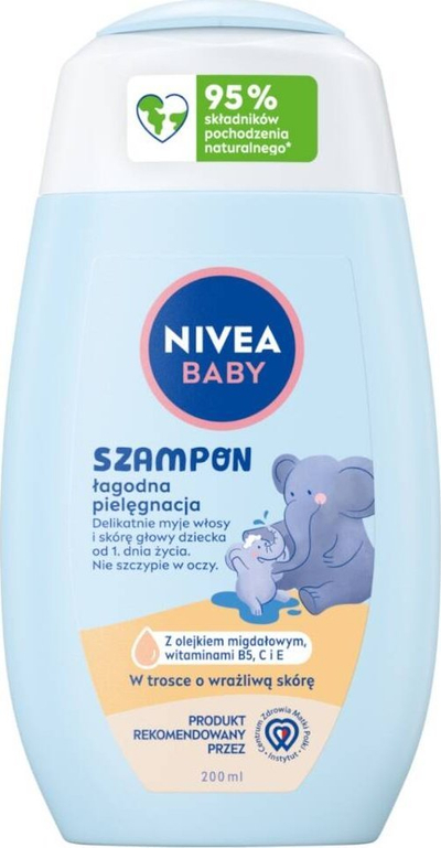 Shampo për bebe Nivea Baby Gentle Hair, 200 ml, për flokë të ndjeshëm, blu