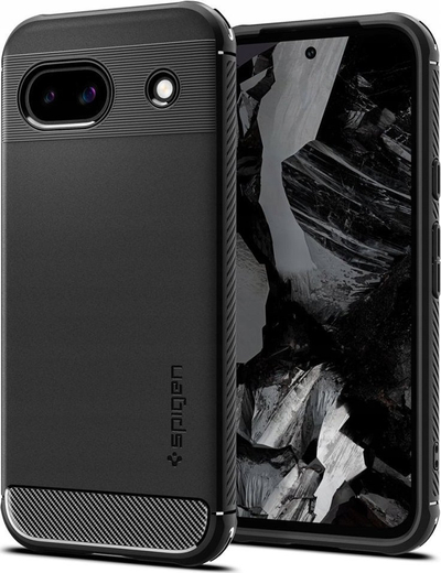 Mbulesë telefoni Spigen Rugged Armor për Google Pixel 8a, TPU, mbrojtje nga rëniet, e zezë matte