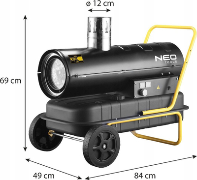 Ngrohës me naftë Neo Tools 90-086, 20 kW, me dalje gaze djegieje, ngjyrë e zezë