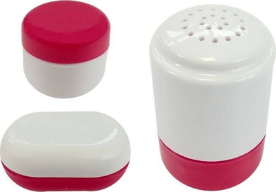 Set loje kujdesi për bebe LeanToys Baby Care, tavolinë me lavatriçe, aksesorë kozmetike, rozë e gjelbër
