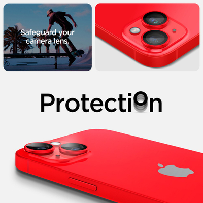 Mbrojtës kamere Spigen GLAS.tR EZ Fit Optik Pro për iPhone 14 / 14 Plus, xham 9H, i kuq, 2 copë