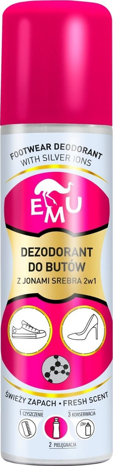 Дезодоранс за чевли Emu 2 во 1, со сребрени јони, 150ml