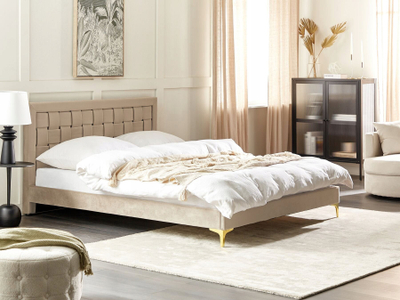 Krevati Beliani Limoux Velvet, 160 x 200 cm, EU King Size, taupe
