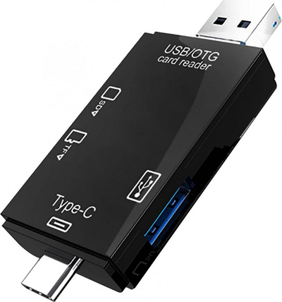 Читач на картички Vakoss TC-R425X, USB MicroUSB USB C, 6 во 1, црн