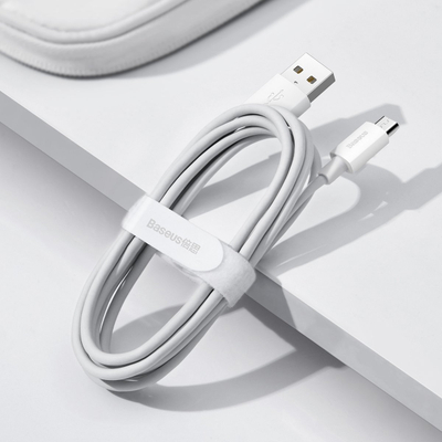 Set kabllosh Baseus Simple Wisdom USB në Micro 2.1A (2PCS/Set) 1.5m i bardhë