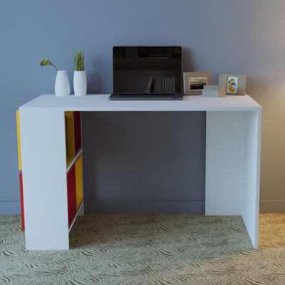 Tavolinë “Kairo” me rafte 120×64×74 cm (HM9120.02), kuqe/ verdhë