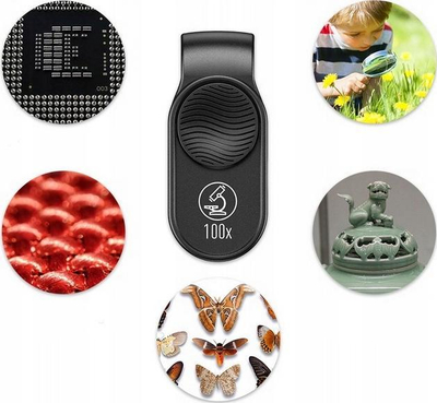 Lentë mikroskopi dixhital për telefon Apexel APL-MS001, 100x zmadhim, LED, e zezë