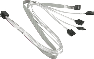 Kabllo Supermicro SAS SATA, Mini SAS HD në 4x SATA, 0.5m, gri