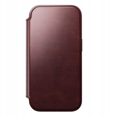 Kapak folio Nomad Modern Leather, për iPhone 17 Pro, lëkurë Horween, kompatibil me MagSafe, burgundy