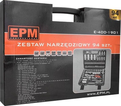 Set veglash EPM E-400-1901, 94 copë, kuti plastike, gri