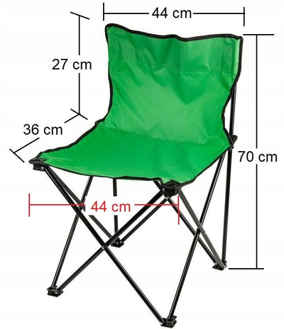Стол за кампување WMC Tourist Chair With Backrest, склоплив, со потпирач за грб, зелен