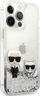 Kapak telefoni Karl Lagerfeld Liquid Glitter Karl and Choupette për iPhone 13 Pro Max, transparent, argjend