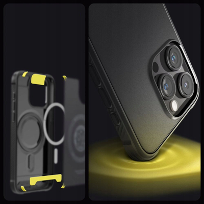Kapotë telefoni Spigen Rugged Armor MagSafe, për iPhone 16 Pro Max, TPU fleksibël, e zezë matte