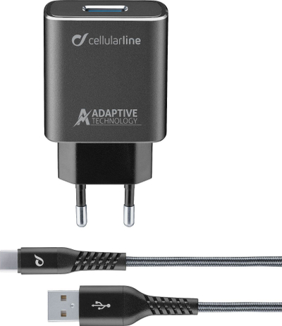 Karikues muri Cellularline Extreme Charger Kit, USB 2.0, me kabllo USB‑C, i zi