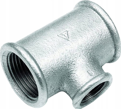 Tee reduktuese e galvanizume Agaflex DN40x15x40, prej gize t’hudhme, gri