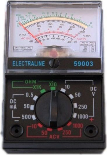 Multimetër analog Electraline 59003, për matje DC AC, i vogël, i zi