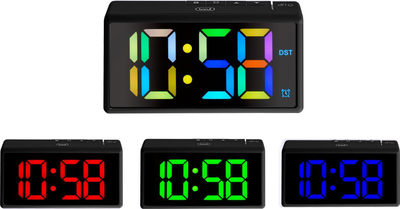 Orë alarmi Trevi EC88600, ekran i madh LED, funksion Snooze, me USB, shumëngjyrëshe