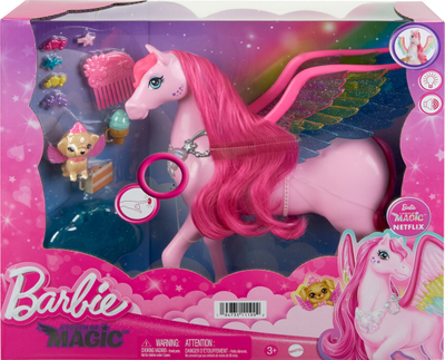 Lodër Pegasus Mattel Barbie A Touch of Magic HLC40, me drita dhe tinguj, rozë