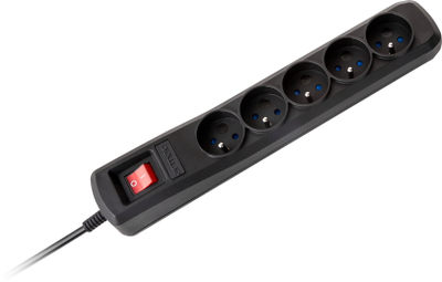Rryp prizash ARCON Plug Socket Strip Protective, 5 dalje, kabllo 5m, i zi