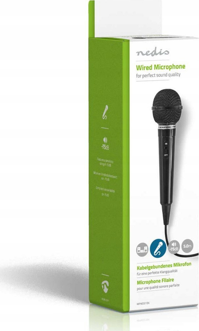 Mikrofon Nedis Uni-Directional, dinamik me kabllo 5m, 80Hz-13kHz, i zi