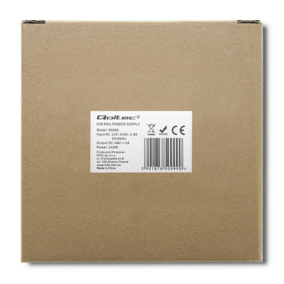 Furnizues energjie industrial Qoltec 50999, për shinë DIN, 240W 48V, gri