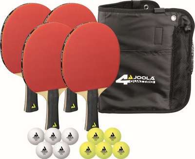 Set pingpongu Joola TT Set Quatro, 4 raketa, 10 topa, me çantë