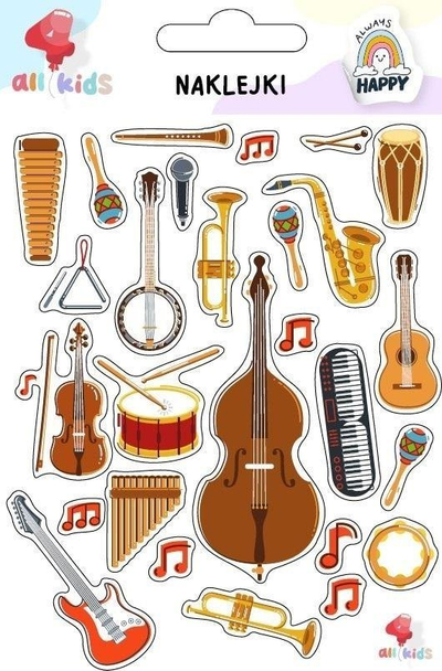 Stickerë për fëmijë Dodo, instrumente muzikore, set, shumëngjyrësh