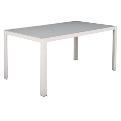Tavolinë metalike + xham 150×90×75 cm,"HM5767.03", bardhë
