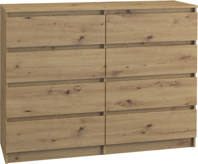 Komodë MALWA M8, 8 sirtarë, 120cm, artisan oak