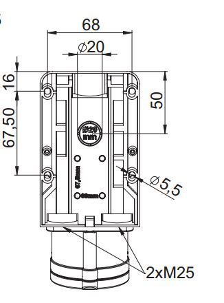 Prizë e kombinuar PCE 0-1 32A M25 32/5, 400V, IP44, 925-6w, e bardhë / e kuqe