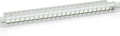 Patch panel Equip Keystone, 24 porte, Cat.6 Shielded, gri e çelët