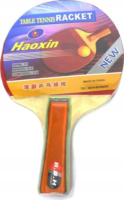 Raketë ping pong 005163, dru, dorezë e rehatshme, e kuqe