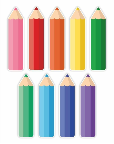 Dekor muri LearnHow Decorations Colored Pencils, set 9 copë, shumëngjyrëshe