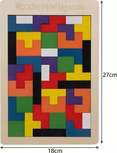 Lojë druri puzzle Kruzzel 22667, Tetris, shumëngjyrëshe