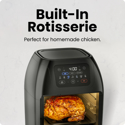 Fritezë Chefman Air Fryer Oven+ Rotisserie & Dehydrator, 9.46L, e zezë