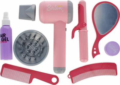 Set lojërash parukerie Mega Creative 531404, tharëse flokësh me ajër, aksesorë flokësh, rozë vjollcë