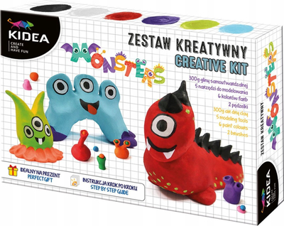 Set argjile vetëngurtësuese Derform KIDEA Monsters, 3 figura, shumëngjyrësh