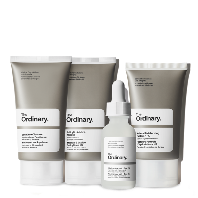 Set The Ordinary The Balance Set, Pastrues Squalane, 50ml + Maskë Salicylic Acid 2%, 50ml + Serum Niacinamide 10% + Zinc 1%, 30ml+ Krem hidratues Natural Moisturizing Factors + HA, 30ml