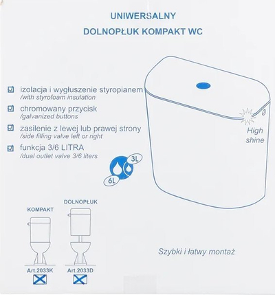 Rezervuar uji tualeti Leoplast DKU, 6L, montim i ulët, i bardhë