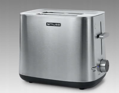 Toaster Muse inox, 2 feta, çelik, ngjyrë argjendtë