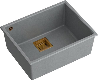 Lavaman kuzhine Quadron DAVID 50 GraniteQ, për montim nën banak, silver stone me elemente bakri