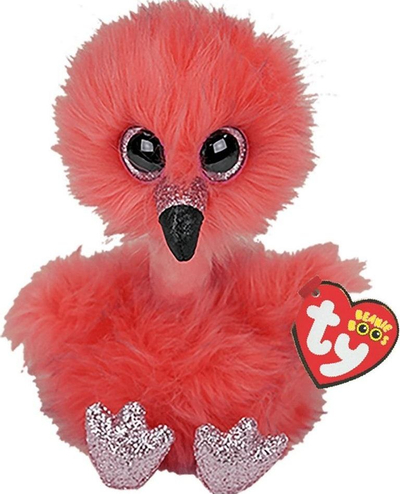 Lodër pelushi Ty Beanie Boo Franny Flamingo, përmasë e mesme, rozë