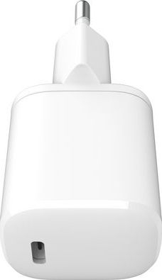 Karikues për në shpi ESTUFF 100% plastikë e ricikluar, USB-C PD 3A 20W, prizë EU, i bardhë