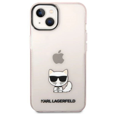 Kapak telefoni Karl Lagerfeld KLHCP14MCTTRI, iPhone 14 Plus, hardcase TPU, rozë transparente